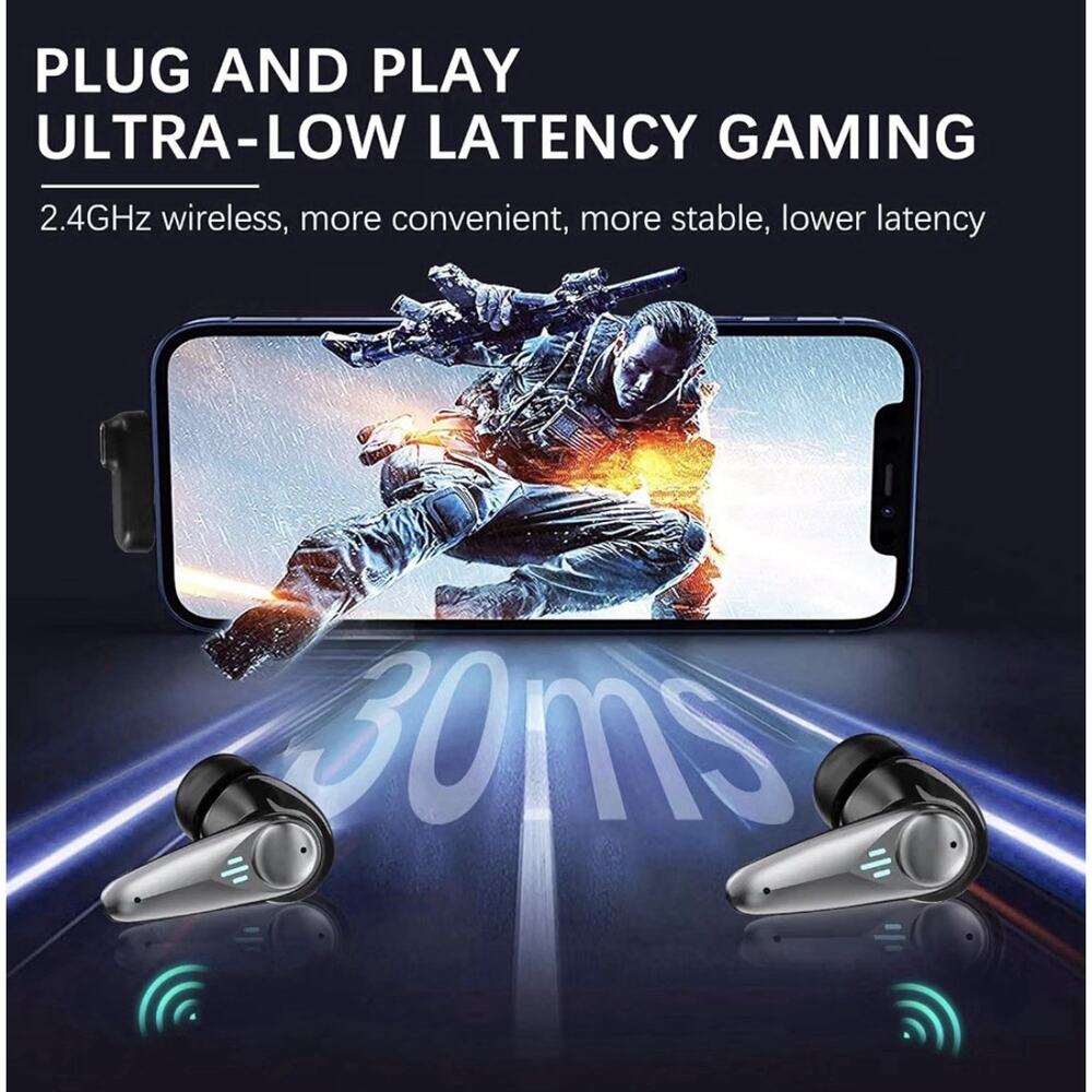 Wireless In-Ear Earbuds (Double) Bluetooth 2.4GHz USB-C Dongle ANC Mic - Picture 6 of 7